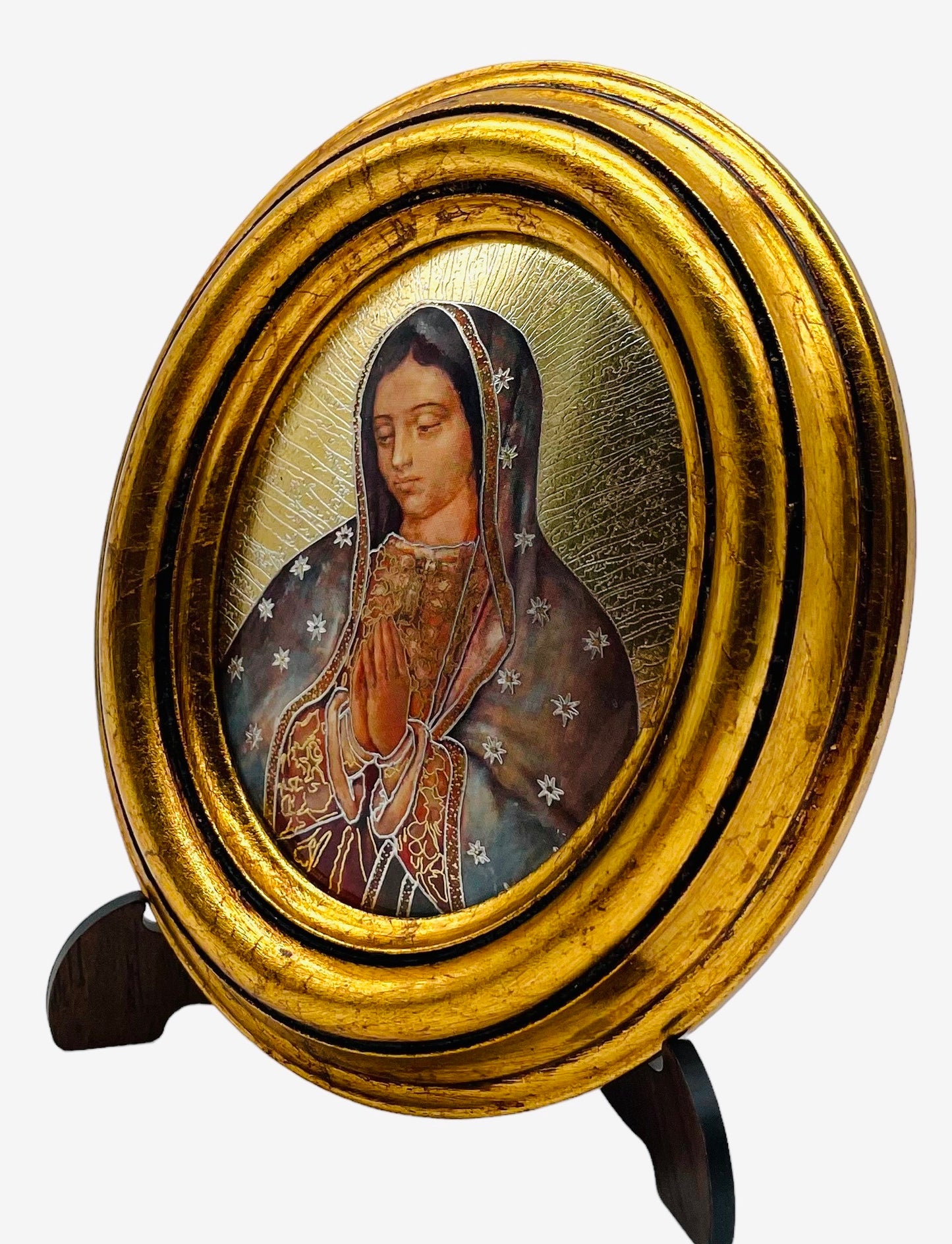 OVALO CHICO VIRGEN DE GUADALUPE HOJA DE ORO