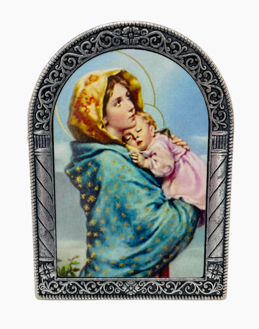 VIRGEN MADRE BUENA MADRE ARCO DE METAL PARA SUPERFICIE PLANA
