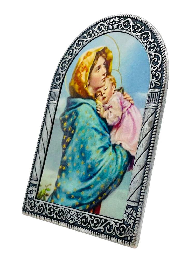 VIRGEN MADRE BUENA MADRE ARCO DE METAL PARA SUPERFICIE PLANA