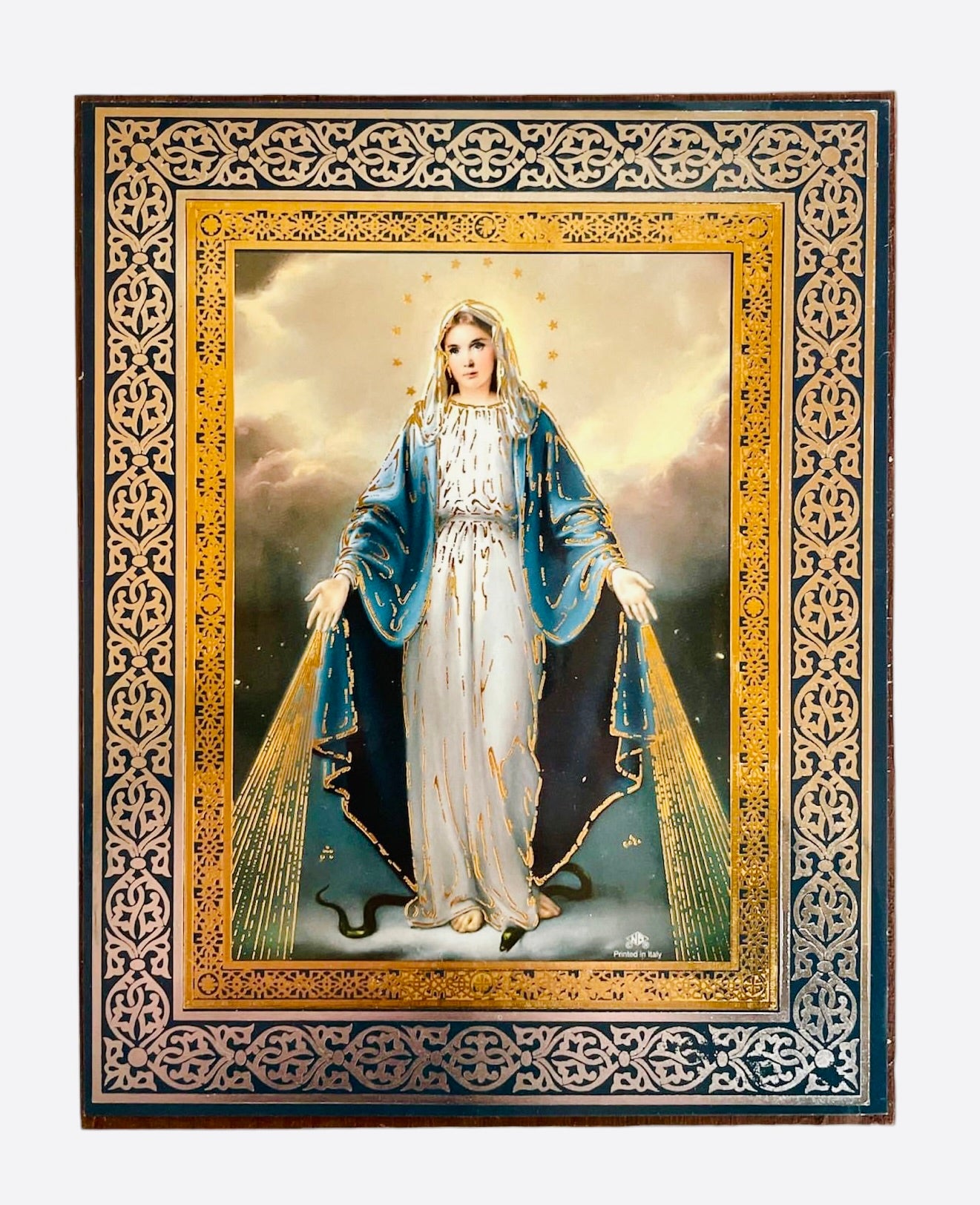 RETABLO GRUESO DE MADERA ITALIANO VIRGEN MILAGROSA