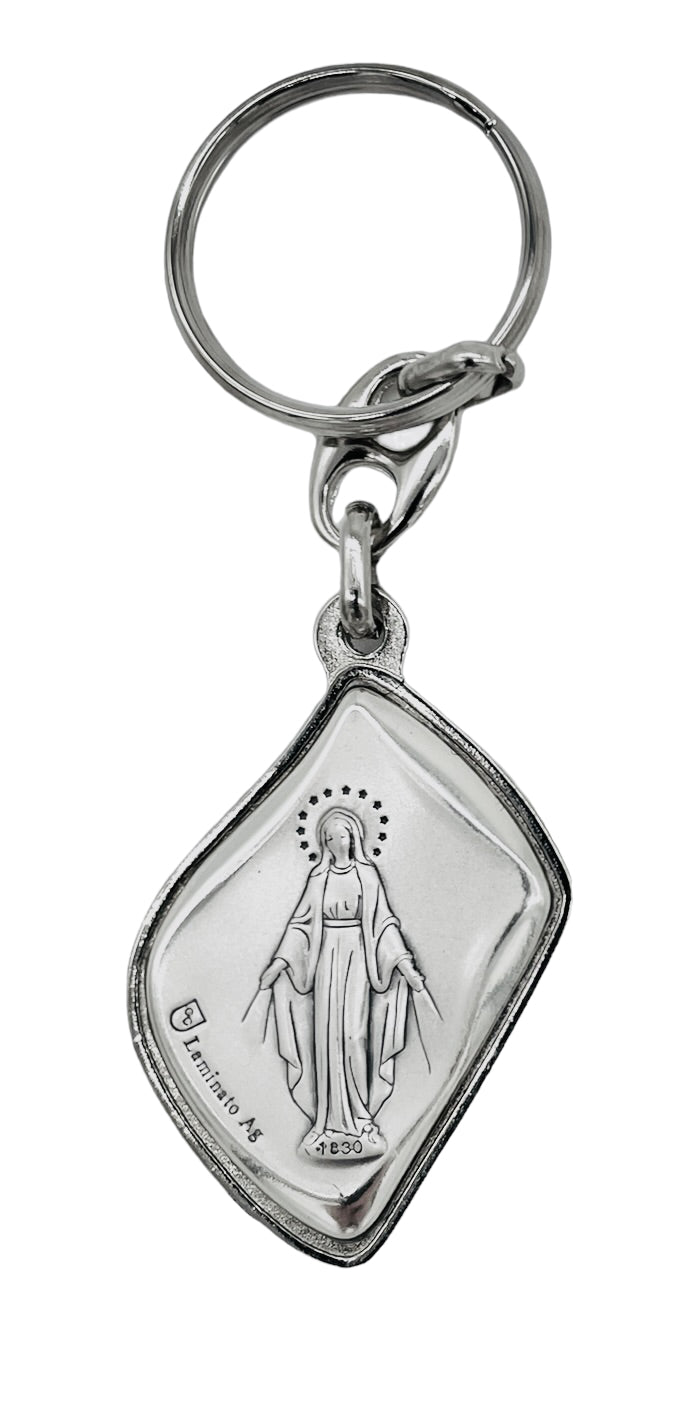 LLAVERO DE PLATA VIRGEN MILAGROSA IMPORTADO
