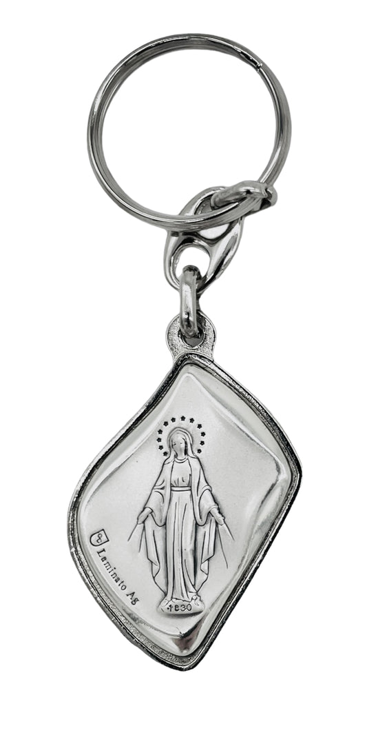 LLAVERO DE PLATA VIRGEN MILAGROSA IMPORTADO
