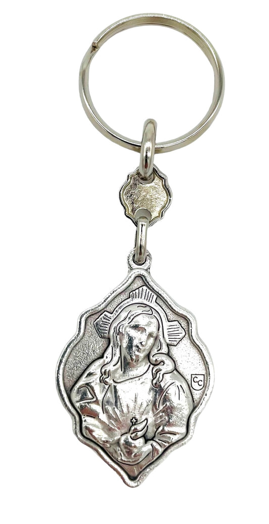 LLAVERO ESCAPULARIO DE METAL SAGRADO CORAZÓN/VIRGEN DEL CARMEN