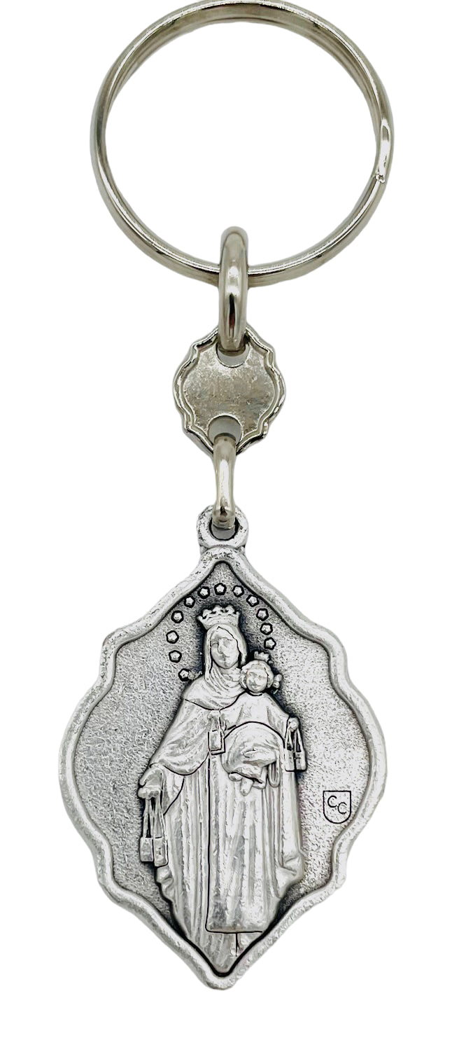 LLAVERO ESCAPULARIO DE METAL SAGRADO CORAZÓN/VIRGEN DEL CARMEN