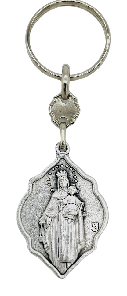 LLAVERO ESCAPULARIO DE METAL SAGRADO CORAZÓN/VIRGEN DEL CARMEN