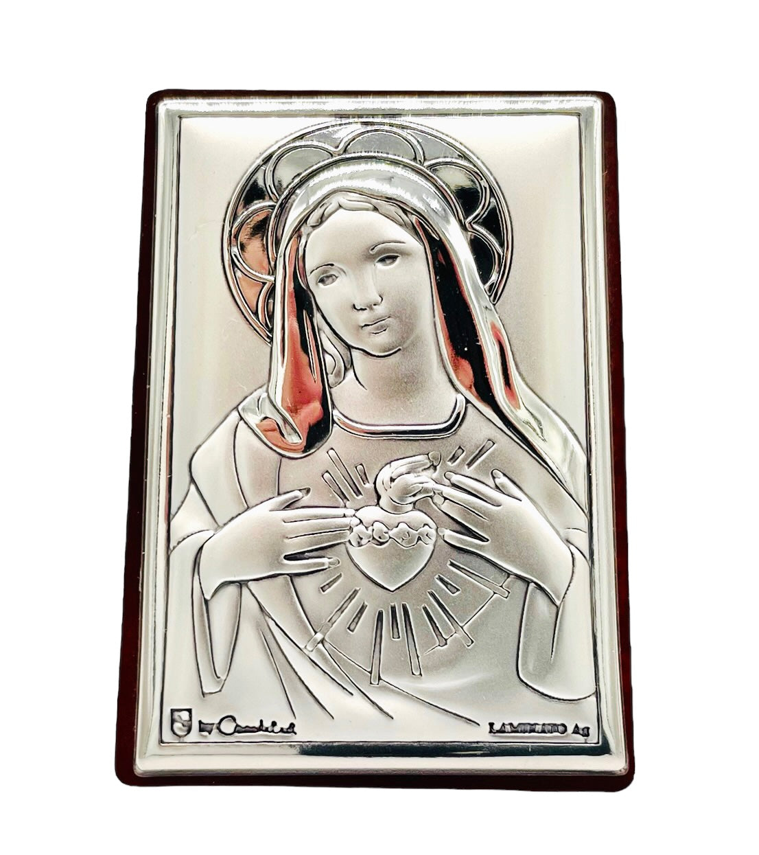 ICONO DE PLATA INMACULADO CORAZÓN DE MARÍA