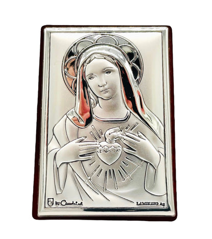 ICONO DE PLATA INMACULADO CORAZÓN DE MARÍA