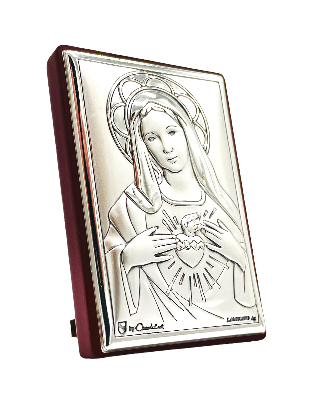 ICONO DE PLATA INMACULADO CORAZÓN DE MARÍA