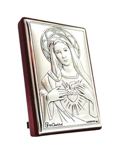 ICONO DE PLATA INMACULADO CORAZÓN DE MARÍA
