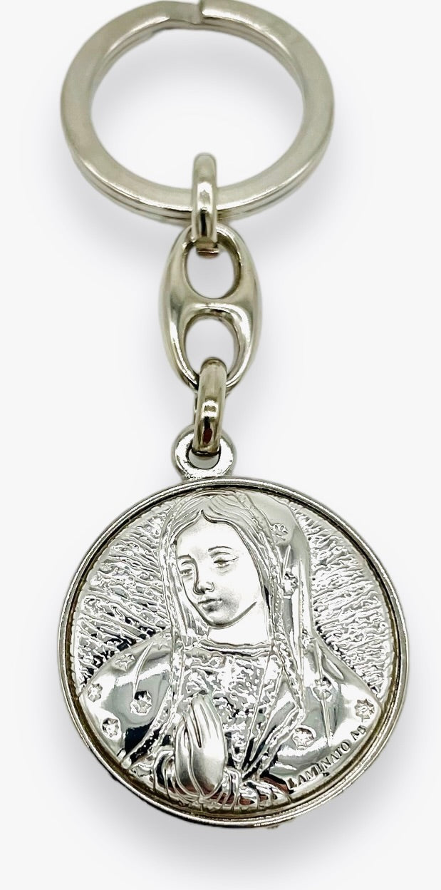 LLAVERO DE LÁMINA DE PLATA VIRGEN DE GUADALUPE