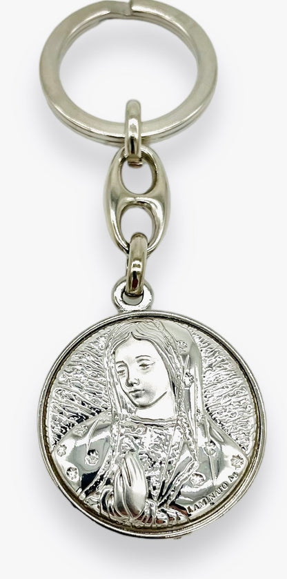LLAVERO DE LÁMINA DE PLATA VIRGEN DE GUADALUPE