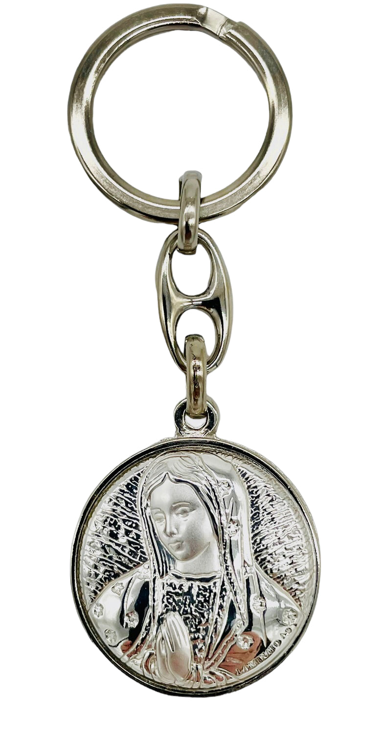 LLAVERO DE LÁMINA DE PLATA VIRGEN DE GUADALUPE