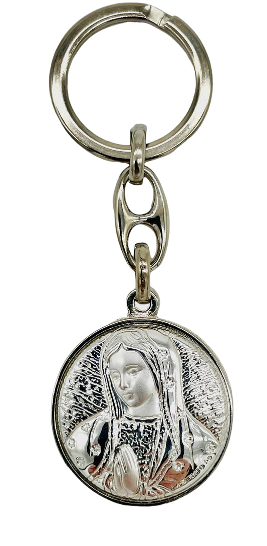 LLAVERO DE LÁMINA DE PLATA VIRGEN DE GUADALUPE