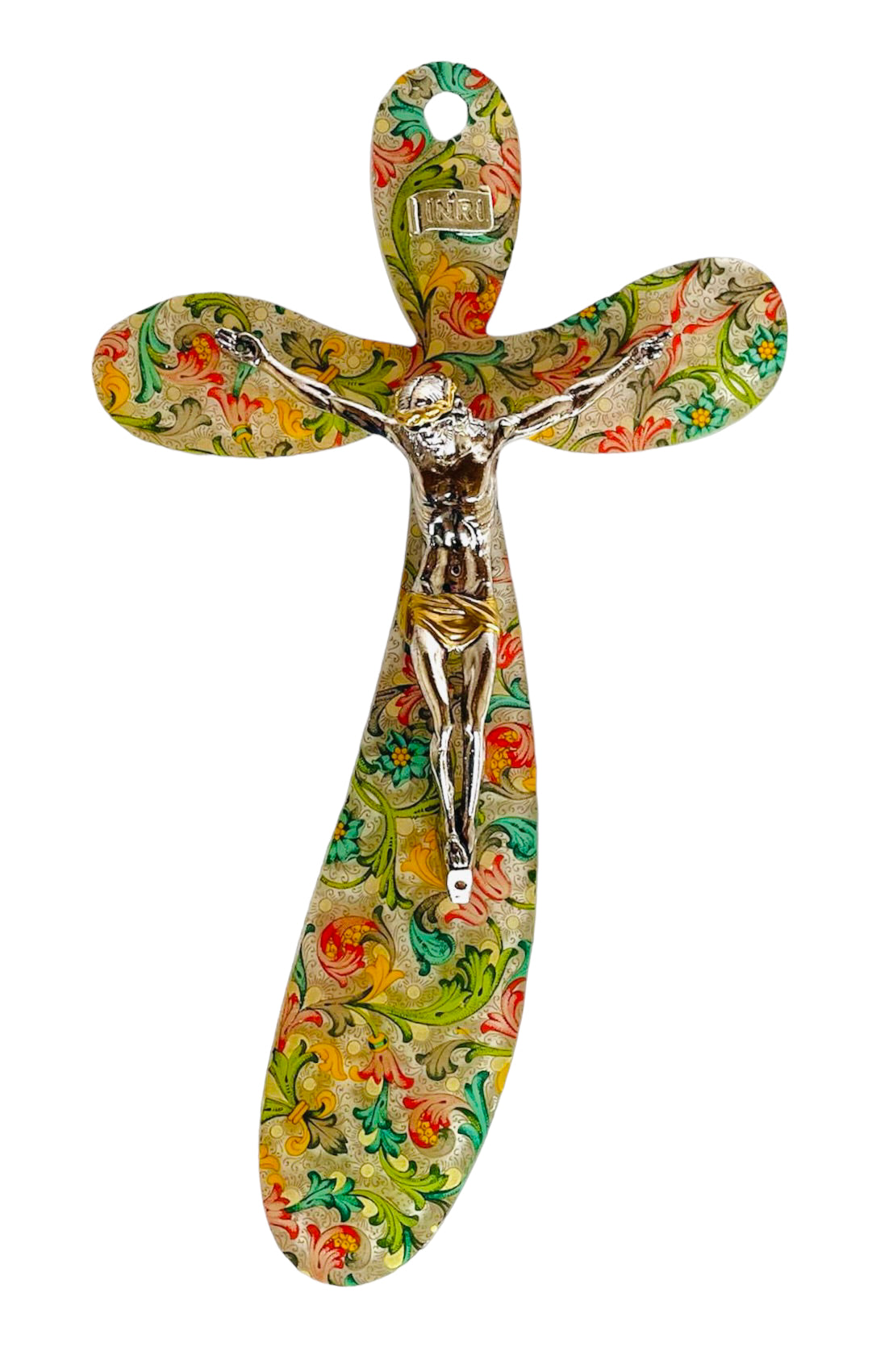 CRUCIFIJO DE CRISTAL DE MURANO FLORES