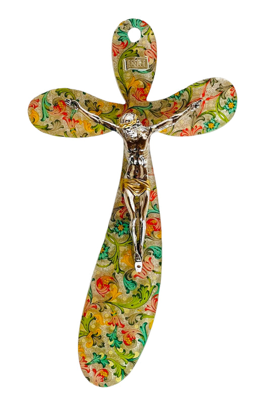 CRUCIFIJO DE CRISTAL DE MURANO FLORES