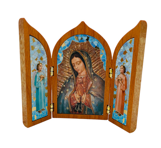 TRIPTICO VIRGEN DE GUADALUPE FONDO AZUL