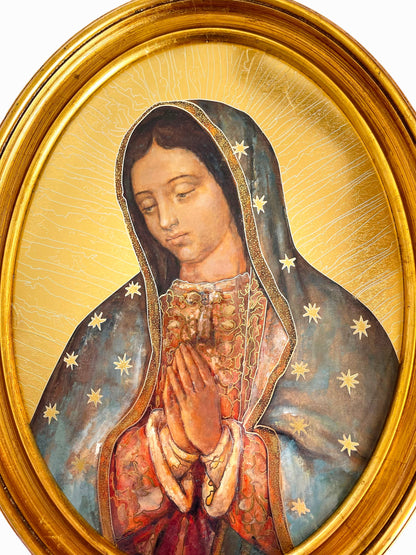 OVALO GRANDE VIRGEN DE GUADALUPE HOJA DE ORO ITALIANO