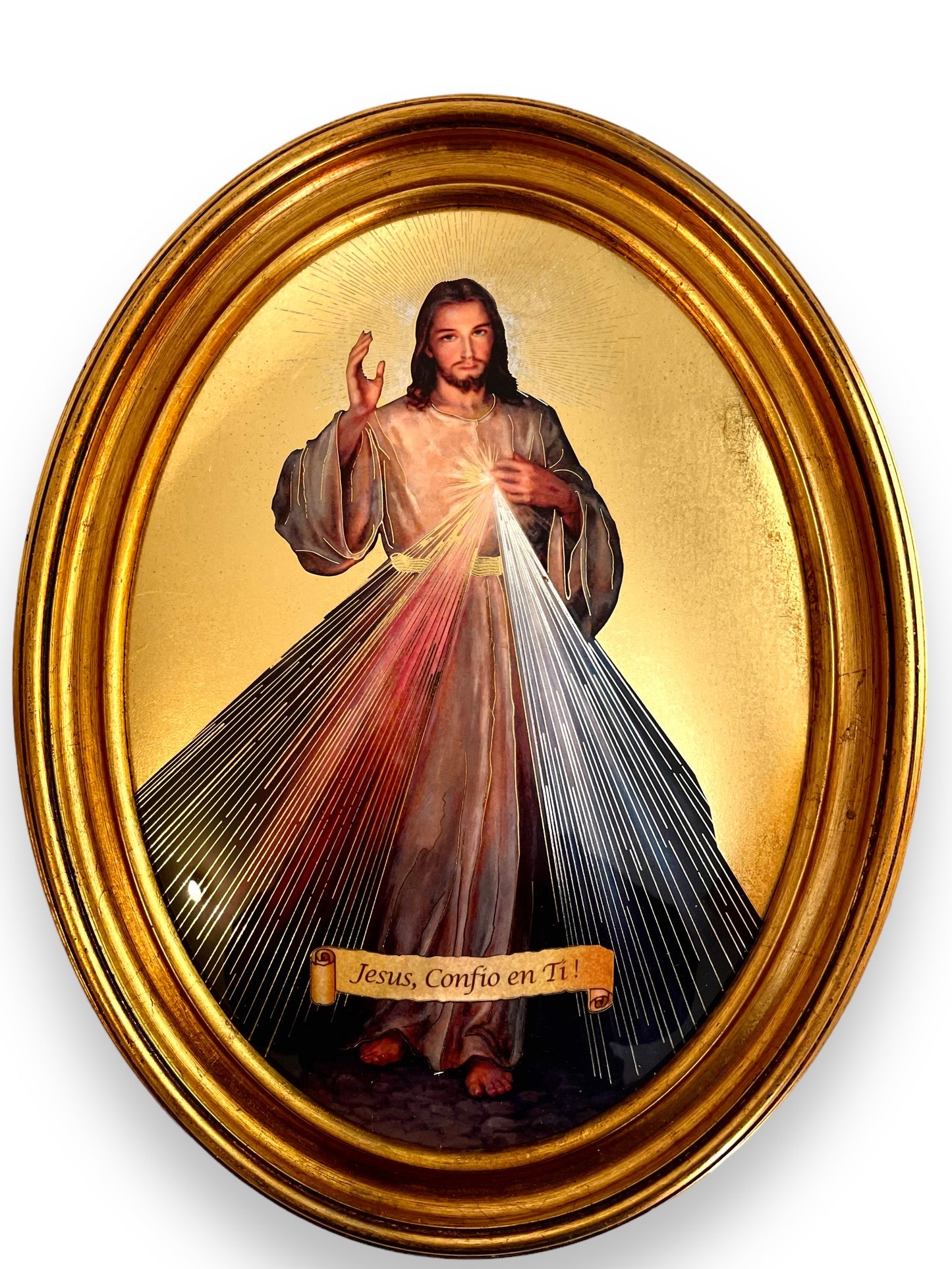 OVALO GRANDE SEÑOR DE LA MISERICORDIA HOJA DE ORO ITALIANO