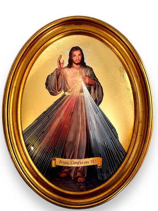 OVALO GRANDE SEÑOR DE LA MISERICORDIA HOJA DE ORO ITALIANO