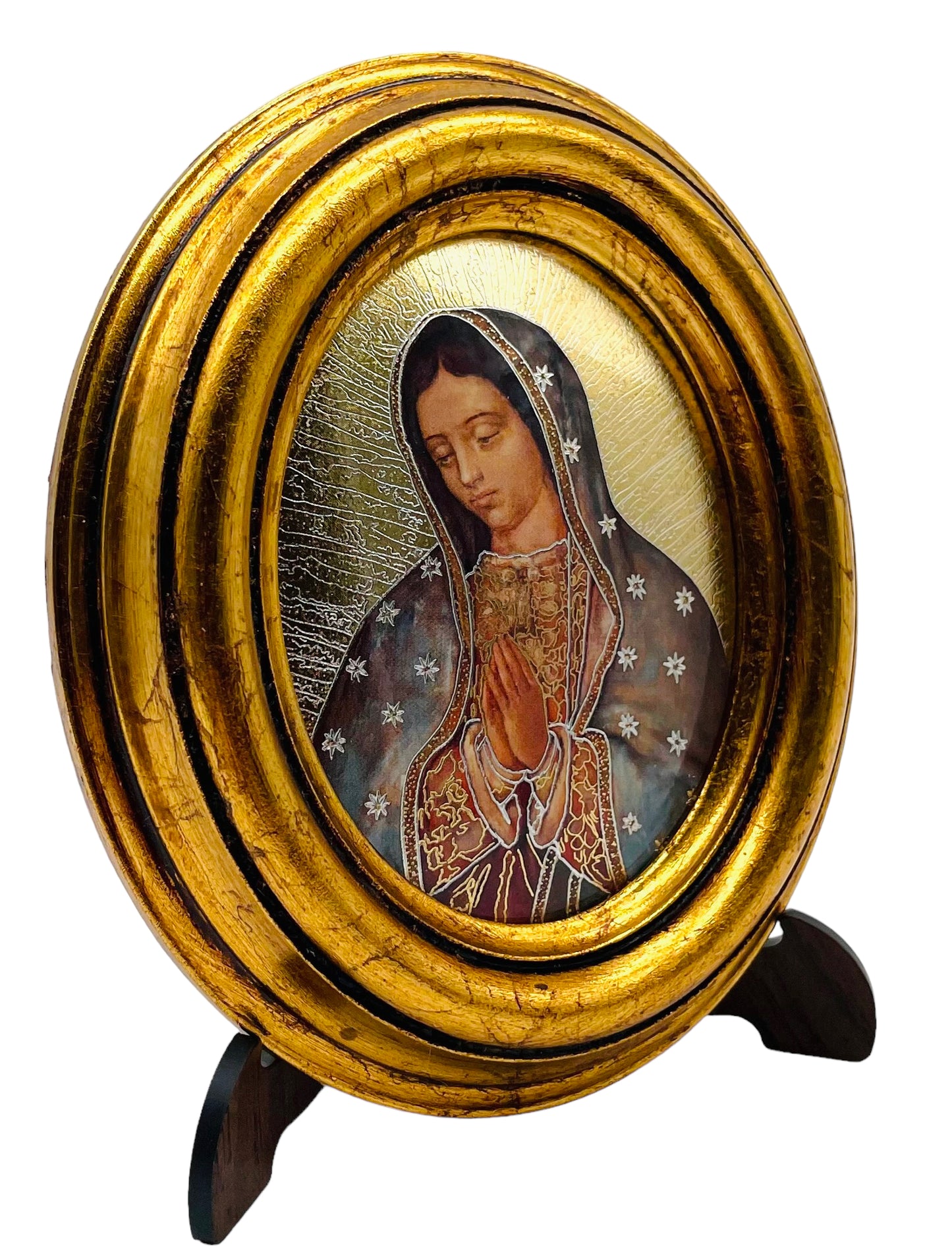 OVALO CHICO VIRGEN DE GUADALUPE HOJA DE ORO