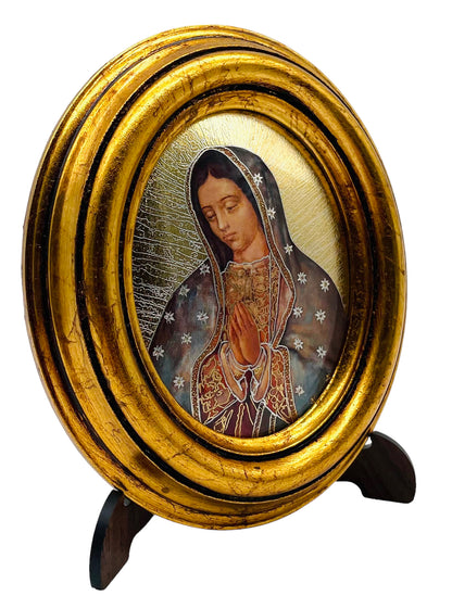 OVALO CHICO VIRGEN DE GUADALUPE HOJA DE ORO