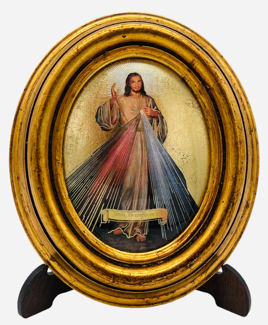OVALO CHICO SEÑOR DE LA MISERICORDIA HOJA DE ORO