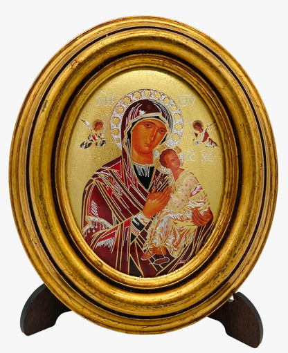 OVALO CHICO VIRGEN DEL PERPETUO SOCORRO HOJA DE ORO