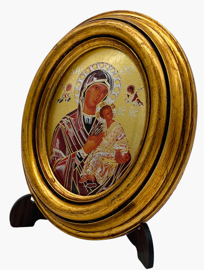 OVALO CHICO VIRGEN DEL PERPETUO SOCORRO HOJA DE ORO