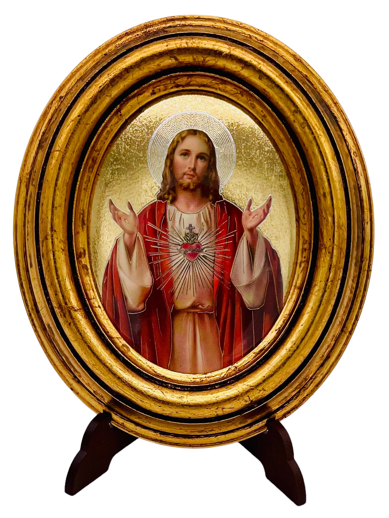 OVALO CHICO SAGRADO CORAZÓN DE JESÚS HOJA DE ORO