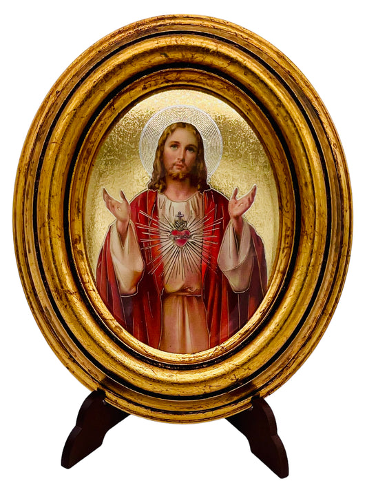 OVALO CHICO SAGRADO CORAZÓN DE JESÚS HOJA DE ORO