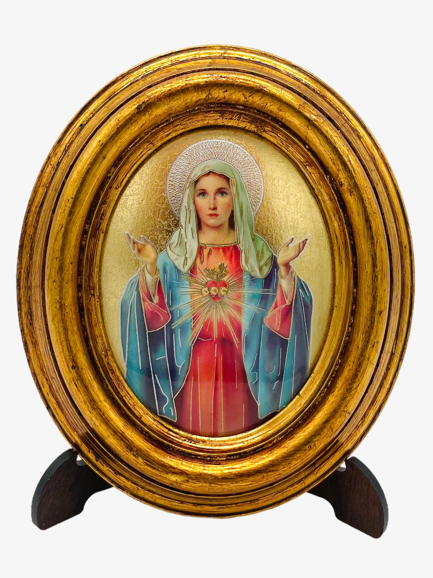 OVALO CHICO INMACULADO CORAZÓN DE MARÍA HOJA DE ORO