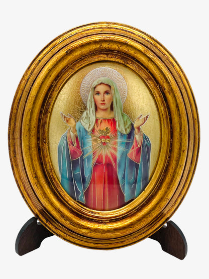 OVALO CHICO INMACULADO CORAZÓN DE MARÍA HOJA DE ORO