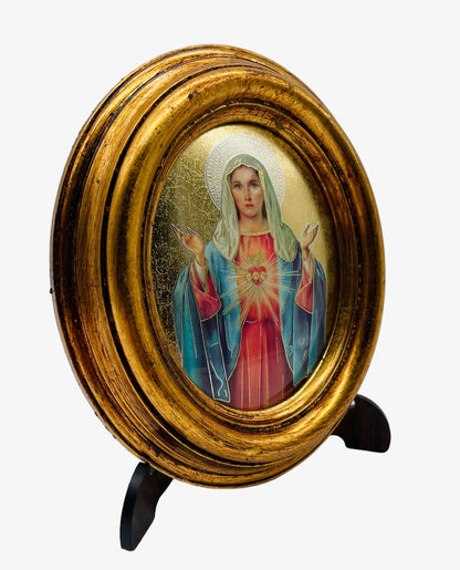 OVALO CHICO INMACULADO CORAZÓN DE MARÍA HOJA DE ORO
