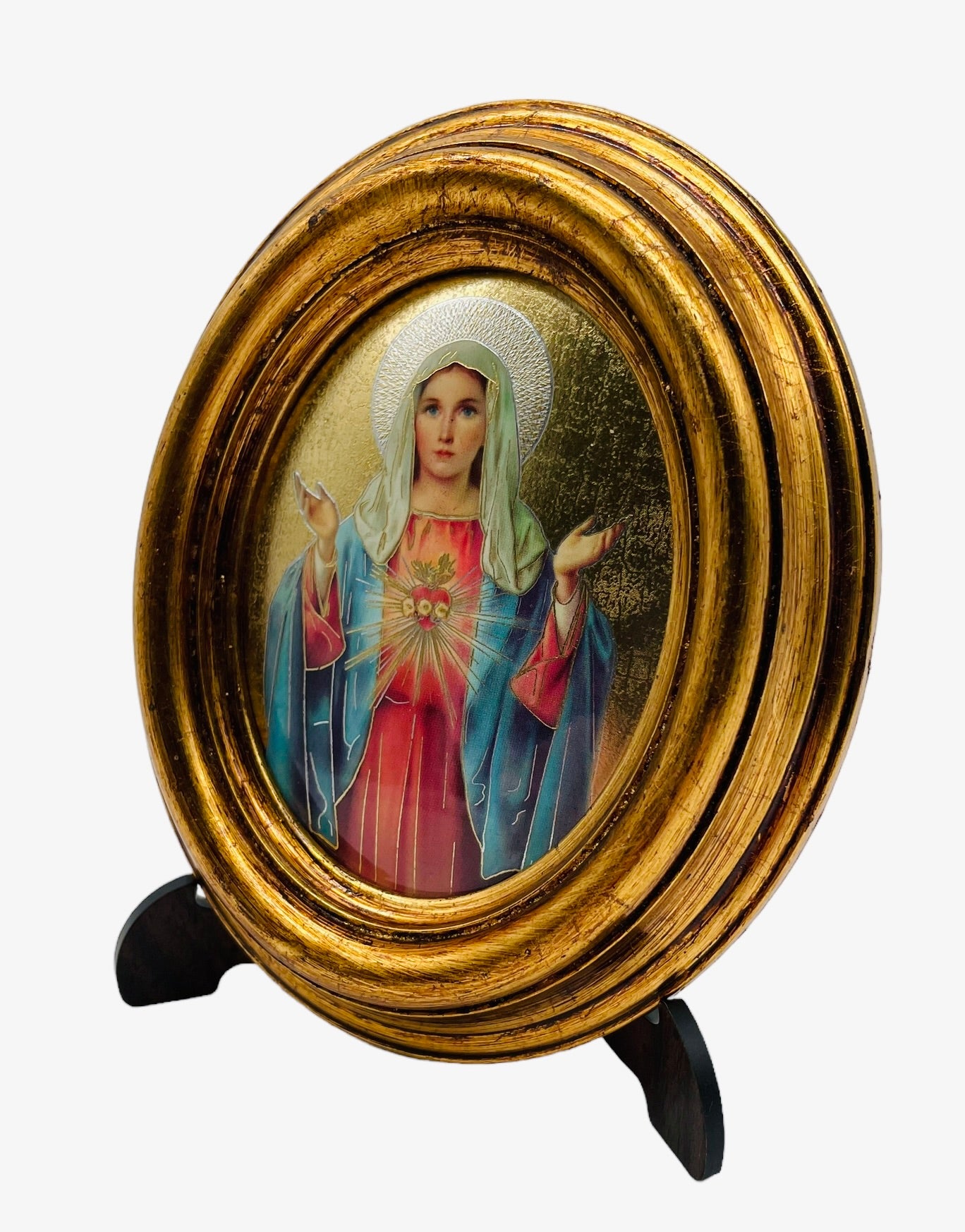 OVALO CHICO INMACULADO CORAZÓN DE MARÍA HOJA DE ORO