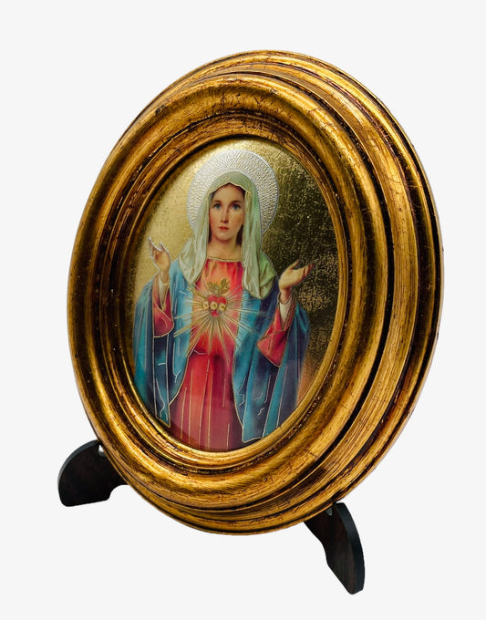 OVALO CHICO INMACULADO CORAZÓN DE MARÍA HOJA DE ORO